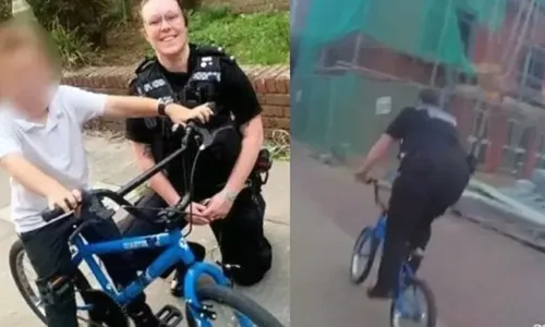 
          Imagem ilustrativa da imagem Policial usa bicicleta de criança para perseguir suspeito na Inglaterra
          