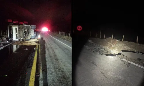 
          Imagem ilustrativa da imagem Uma pessoa fica ferida após carretas que levavam granito tombarem no ES
          