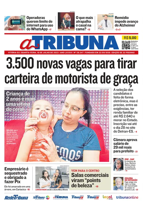 Imagem ilustrativa da imagem Confira os destaques do Jornal A Tribuna desta quarta-feira