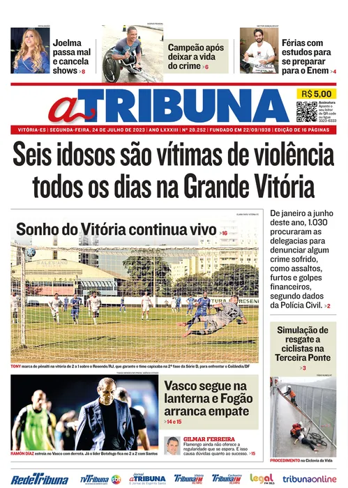 Imagem ilustrativa da imagem Confira os destaques do Jornal A Tribuna desta segunda-feira