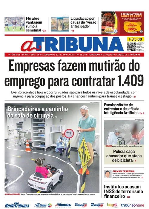 Imagem ilustrativa da imagem Confira os destaques do Jornal A Tribuna desta sexta-feira