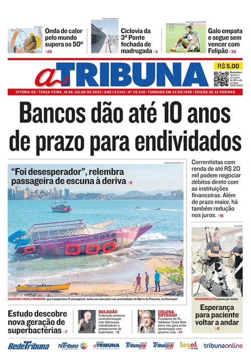 Imagem ilustrativa da imagem Confira os destaques do Jornal A Tribuna desta terça-feira