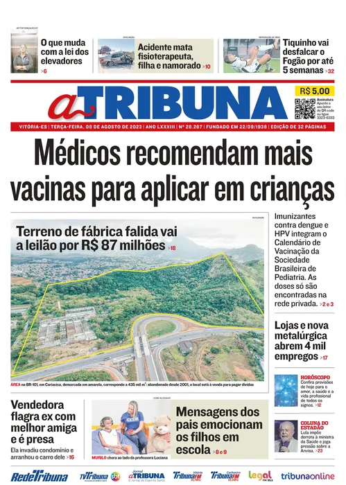 Imagem ilustrativa da imagem Confira os destaques do Jornal A Tribuna desta terça-feira