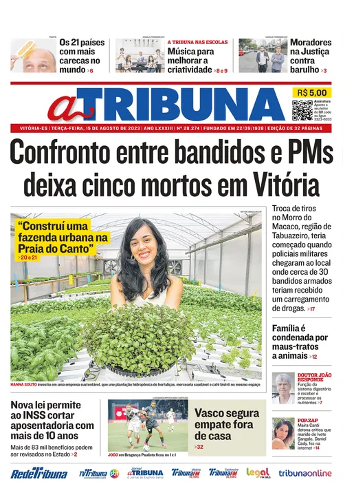 Imagem ilustrativa da imagem Confira os destaques do Jornal A Tribuna desta terça-feira