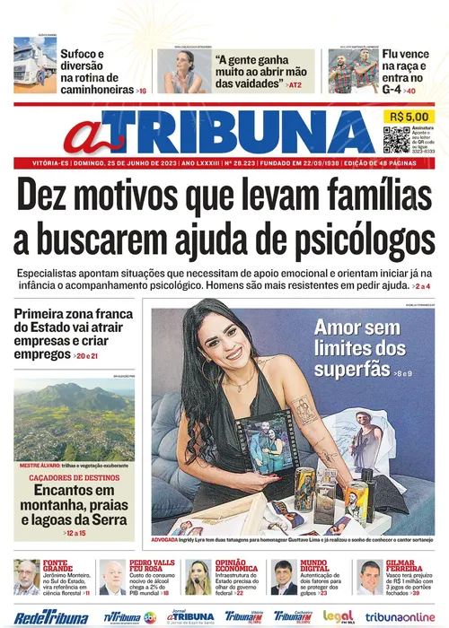 Imagem ilustrativa da imagem Confira os destaques do jornal A Tribuna deste domingo