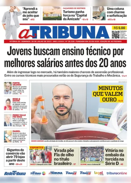 Imagem ilustrativa da imagem Confira os destaques do jornal A Tribuna deste domingo