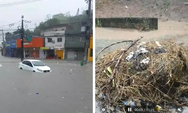 Imagem ilustrativa da imagem Grande Recife: ruas alagadas, com lixo, riscos de choque e de perdas de veículos