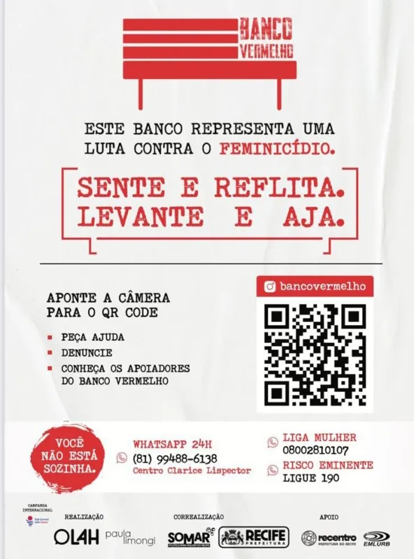 Imagem ilustrativa da imagem Recife promove evento de luta contra o feminicídio e lança projeto Banco Vermelho