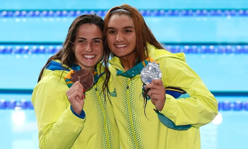 Imagem ilustrativa da imagem Brasil conquista suas primeiras medalhas na natação do Pan com dobradinha