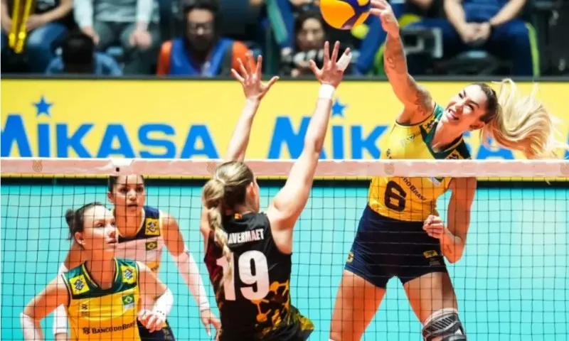 Imagem ilustrativa da imagem Brasil vence Bélgica e se mantém no Pré-Olímpico de vôlei feminino