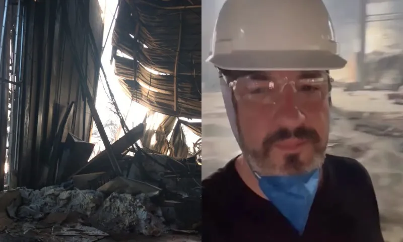 Imagem ilustrativa da imagem Cacau Show inicia retirada de estrutura danificada; combate ao fogo continua