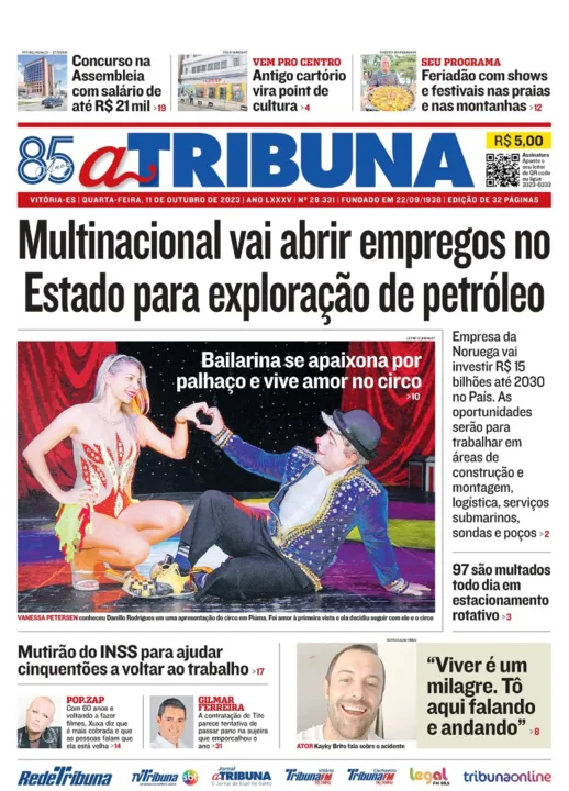 Imagem ilustrativa da imagem Confira os destaques do jornal A Tribuna desta quarta-feira