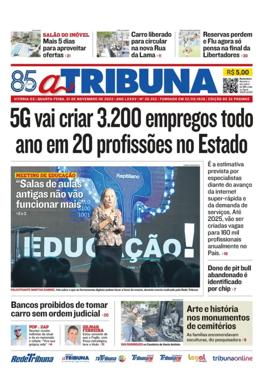 Imagem ilustrativa da imagem Confira os destaques do jornal A Tribuna desta quarta-feira