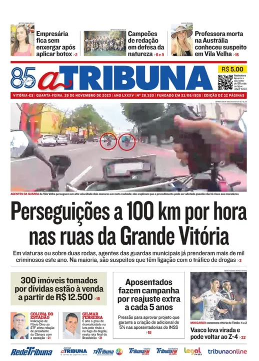 Imagem ilustrativa da imagem Confira os destaques do jornal A Tribuna desta quarta-feira