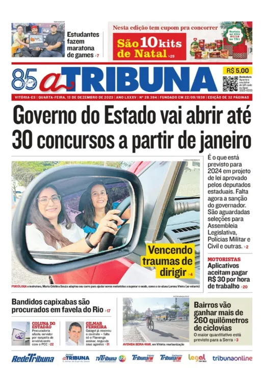 Imagem ilustrativa da imagem Confira os destaques do jornal A Tribuna desta quarta-feira