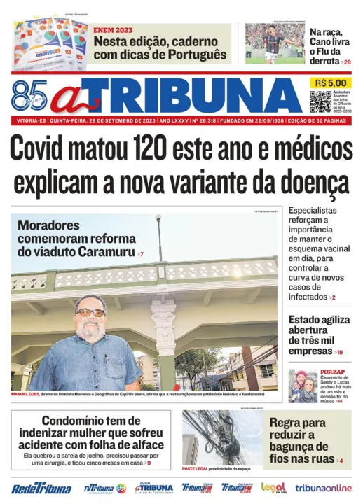 Imagem ilustrativa da imagem Confira os destaques do jornal A Tribuna desta quinta-feira