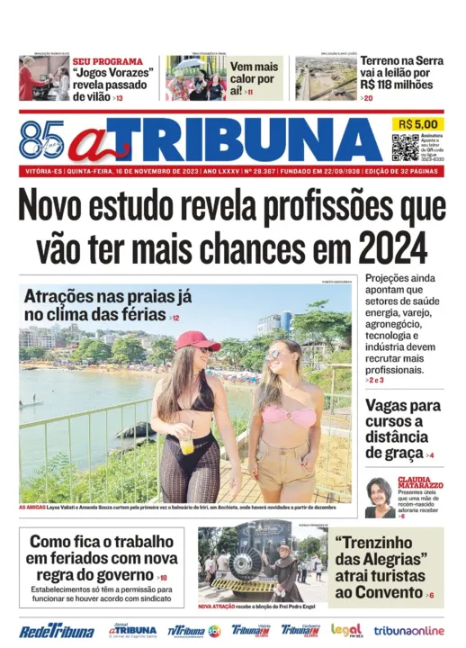 Imagem ilustrativa da imagem Confira os destaques do jornal A Tribuna desta quinta-feira