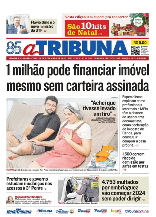 Imagem ilustrativa da imagem Confira os destaques do jornal A Tribuna desta quinta-feira