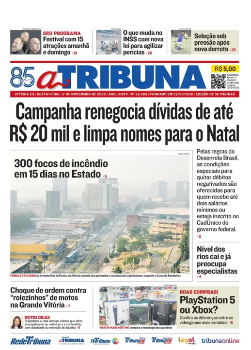 Imagem ilustrativa da imagem Confira os destaques do jornal A Tribuna desta sexta-feira