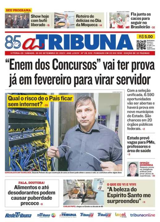 Imagem ilustrativa da imagem Confira os destaques do jornal A Tribuna deste sábado