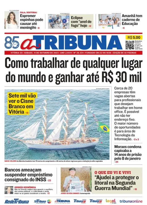 Imagem ilustrativa da imagem Confira os destaques do jornal A Tribuna deste sábado