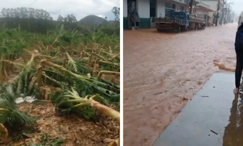 Imagem ilustrativa da imagem Temporais e chuva de granizo causam alagamentos e prejuízos no ES