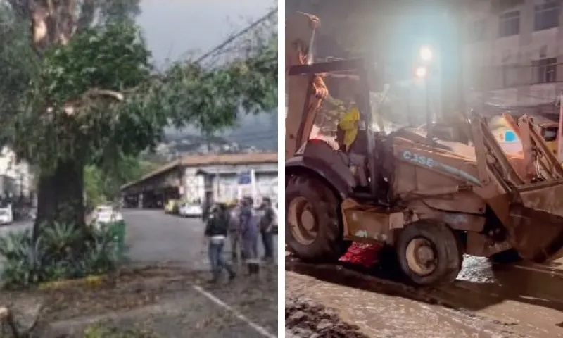 Imagem ilustrativa da imagem Temporal provoca desabamentos e deixa ruas alagadas na região serrana do Rio