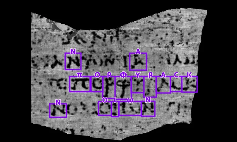 Imagem ilustrativa da imagem Universitário usa IA e recupera trecho de pergaminho do século 1 carbonizado