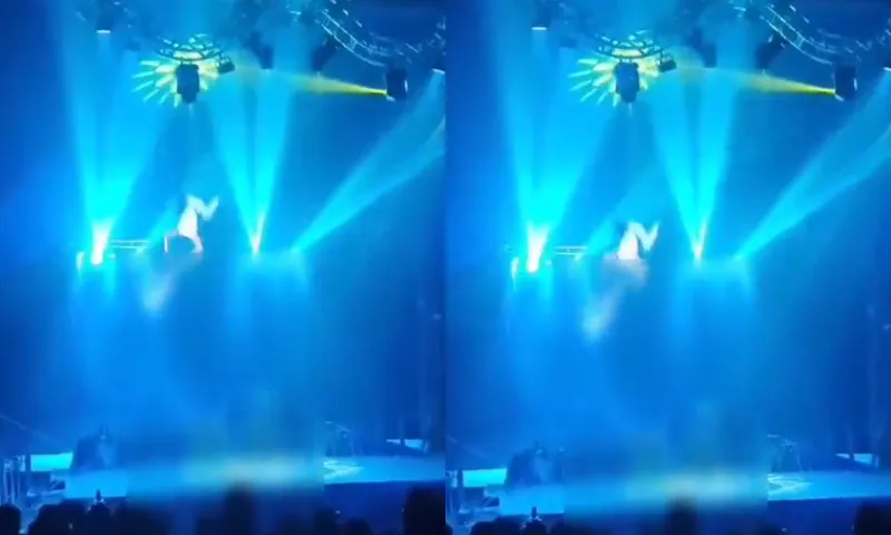 Imagem ilustrativa da imagem VÍDEO | Casal de trapezistas cai de altura de 4 metros durante apresentação em SC