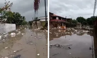 Imagem ilustrativa da imagem Grande Recife: ruas alagadas, com lixo, riscos de choque e de perdas de veículos