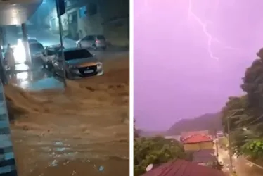Imagem ilustrativa da imagem Chuva forte provoca alagamentos e faz parte de rua ceder no ES