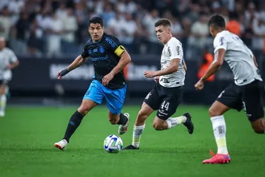 Imagem ilustrativa da imagem Corinthians e Grêmio empatam em jogo com 8 gols e duas viradas em Itaquera