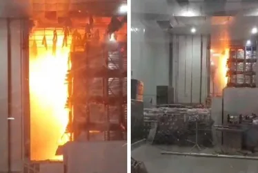 Imagem ilustrativa da imagem Imagens mostram fogo dentro de fábrica da Cacau Show durante incêndio em Linhares