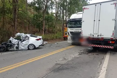 Imagem ilustrativa da imagem Motorista morre em acidente entre carro oficial e caminhão na BR-259