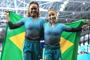 Imagem ilustrativa da imagem Rebeca Andrade e Flavinha fazem dobradinha no Pan com ouro e prata na trave