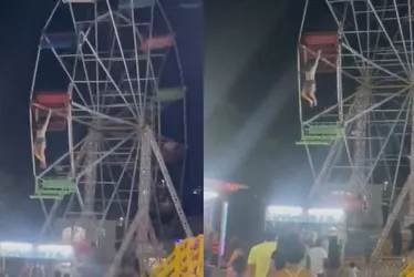 Imagem ilustrativa da imagem VÍDEO | Adolescente fica presa e cai de roda gigante em movimento