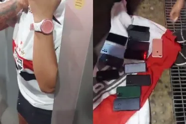 Imagem ilustrativa da imagem VÍDEO | Torcedora do São Paulo é presa com 14 celulares debaixo da blusa