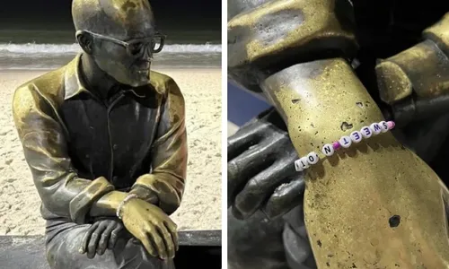 
          Imagem ilustrativa da imagem Fã de Taylor Swift põe 'pulseira da amizade' em estátua de Drummond
          