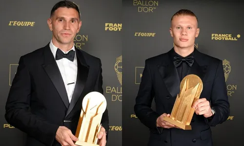 
          Imagem ilustrativa da imagem Martínez e Haaland levam prêmios na Bola de Ouro; veja todos os vencedores
          