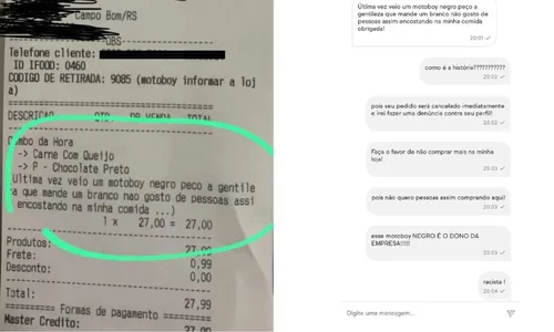 
          Imagem ilustrativa da imagem Pastelaria do RS denuncia racismo de cliente que exigiu 'motoboy branco'
          