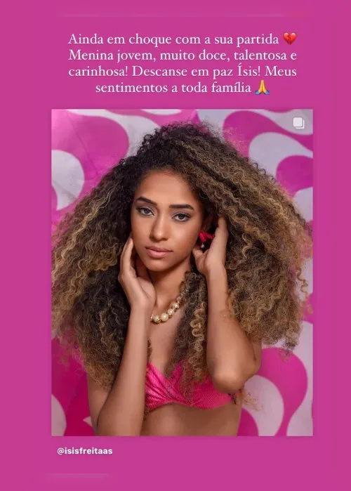 Imagem ilustrativa da imagem Atriz Ísis Freitas morre após ser internada com tuberculose
