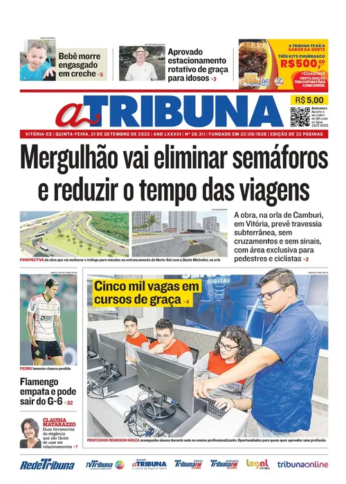 Imagem ilustrativa da imagem Confira os destaques do jornal A Tribuna desta quinta-feira