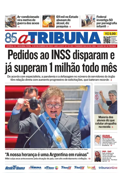 Imagem ilustrativa da imagem Confira os destaques do jornal A Tribuna desta segunda-feira