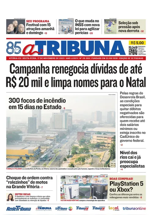 Imagem ilustrativa da imagem Confira os destaques do jornal A Tribuna desta sexta-feira