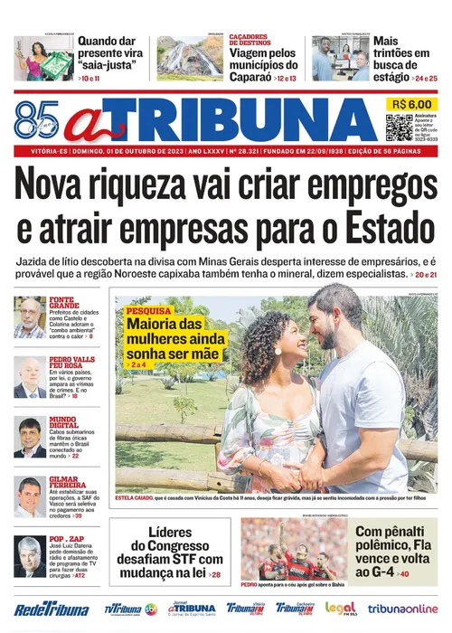 Imagem ilustrativa da imagem Confira os destaques do jornal A Tribuna deste domingo