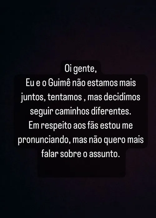 Imagem ilustrativa da imagem Lexa confirma nova separação de MC Guimê