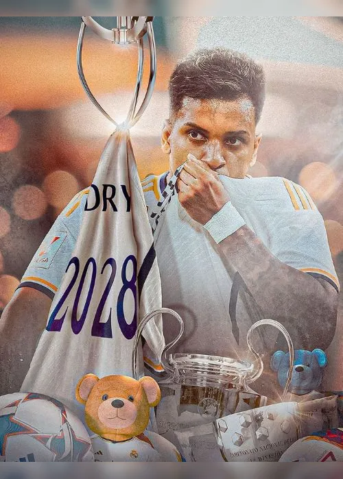 Imagem ilustrativa da imagem Real Madrid oficializa renovação com Rodrygo até 2028