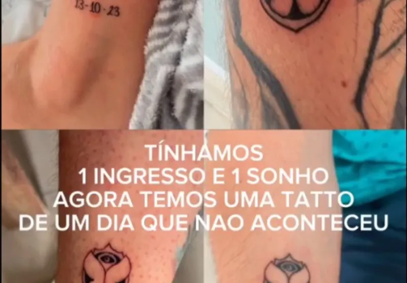 Tatuagem feita pelos amigos Ana Júlia Souza, Daniel lelis, Márcio Borges, Washington Buenos