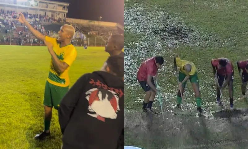 Imagem ilustrativa da imagem Chuva e rap: Deyverson rouba a cena em jogo adiado entre Real Noroeste e Cuiabá