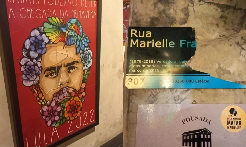 Imagem ilustrativa da imagem Cliente quebra placa de Marielle e quadro de Lula em bar no Rio